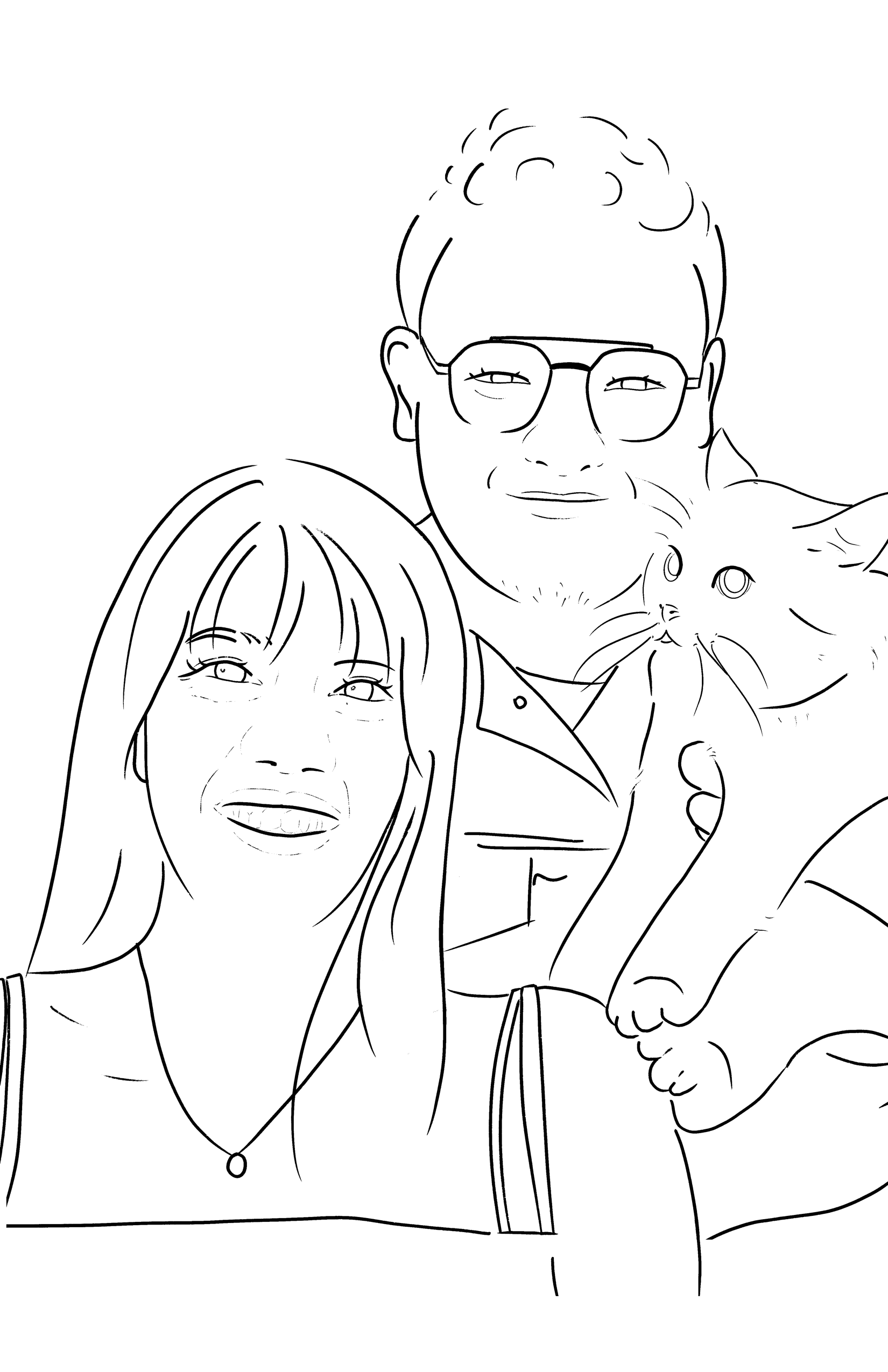Portrait Line Art with 2-3 Person / Pet - Image 4