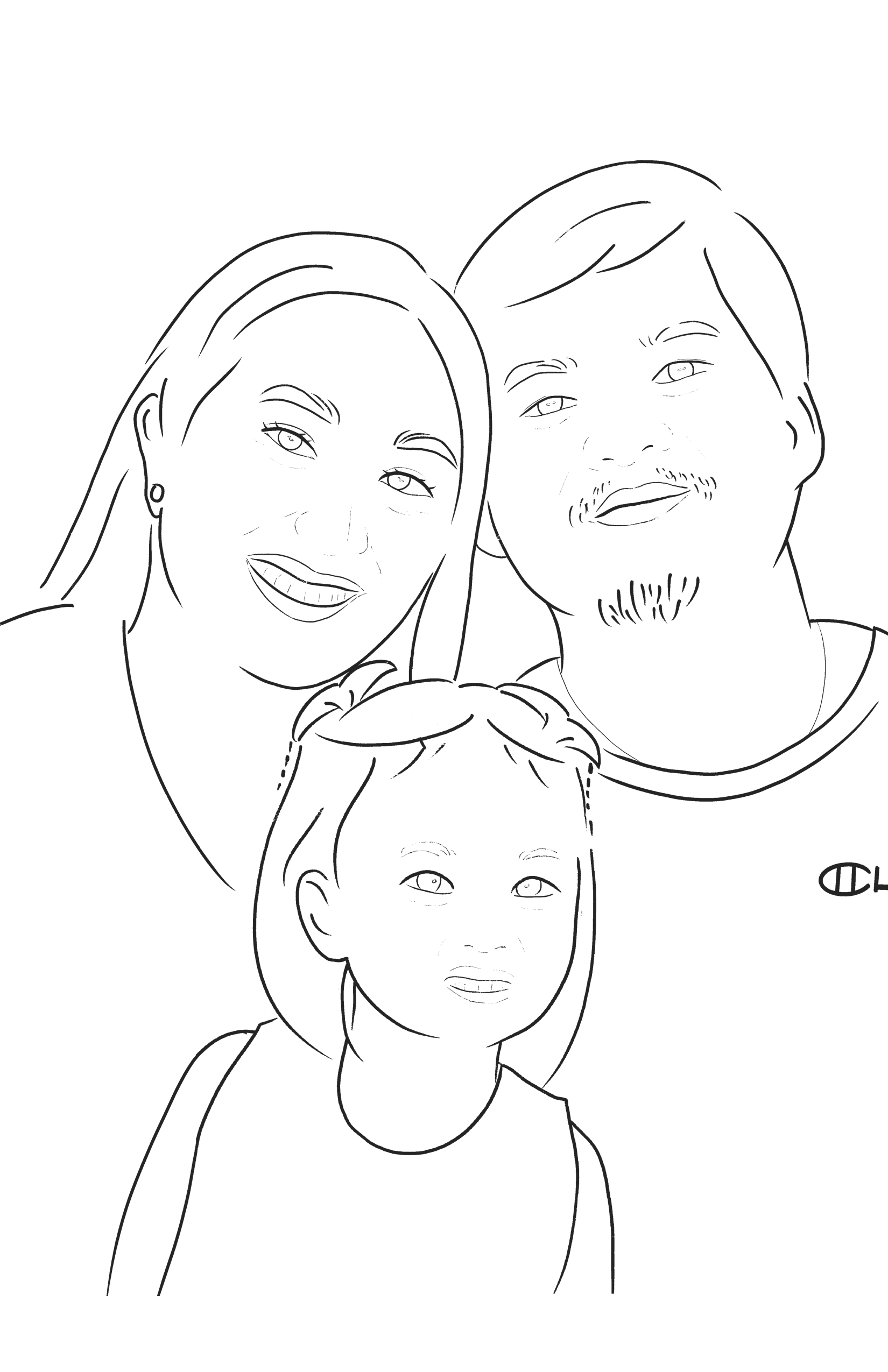 Portrait Line Art with 2-3 Person / Pet - Image 5